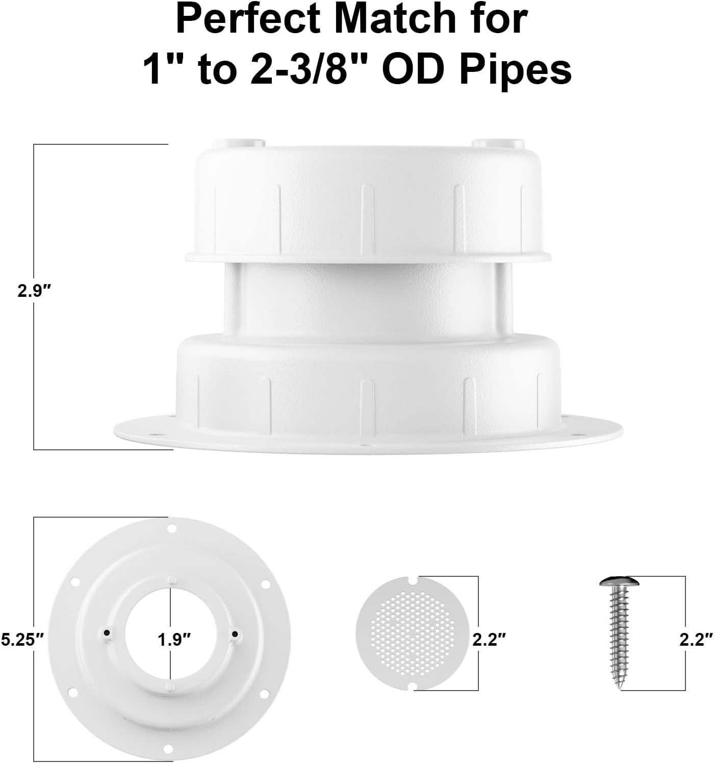 RV Plumbing Vent Cap - Aluminum Trailer Roof Pipe Vent Cover - Weatherproof Durable Replacement for RV Camper Motorhome - Black 1-Pack — image 2