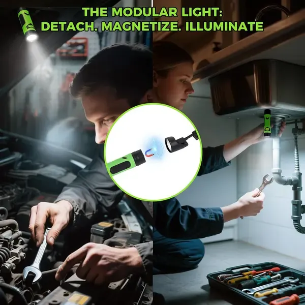 Magnetic LED BBQ Grill Light with Hands-Free Neck Mounted Spotlights for Smoking, Outdoor Cooking and Night Grilling, Black and Green — image 6