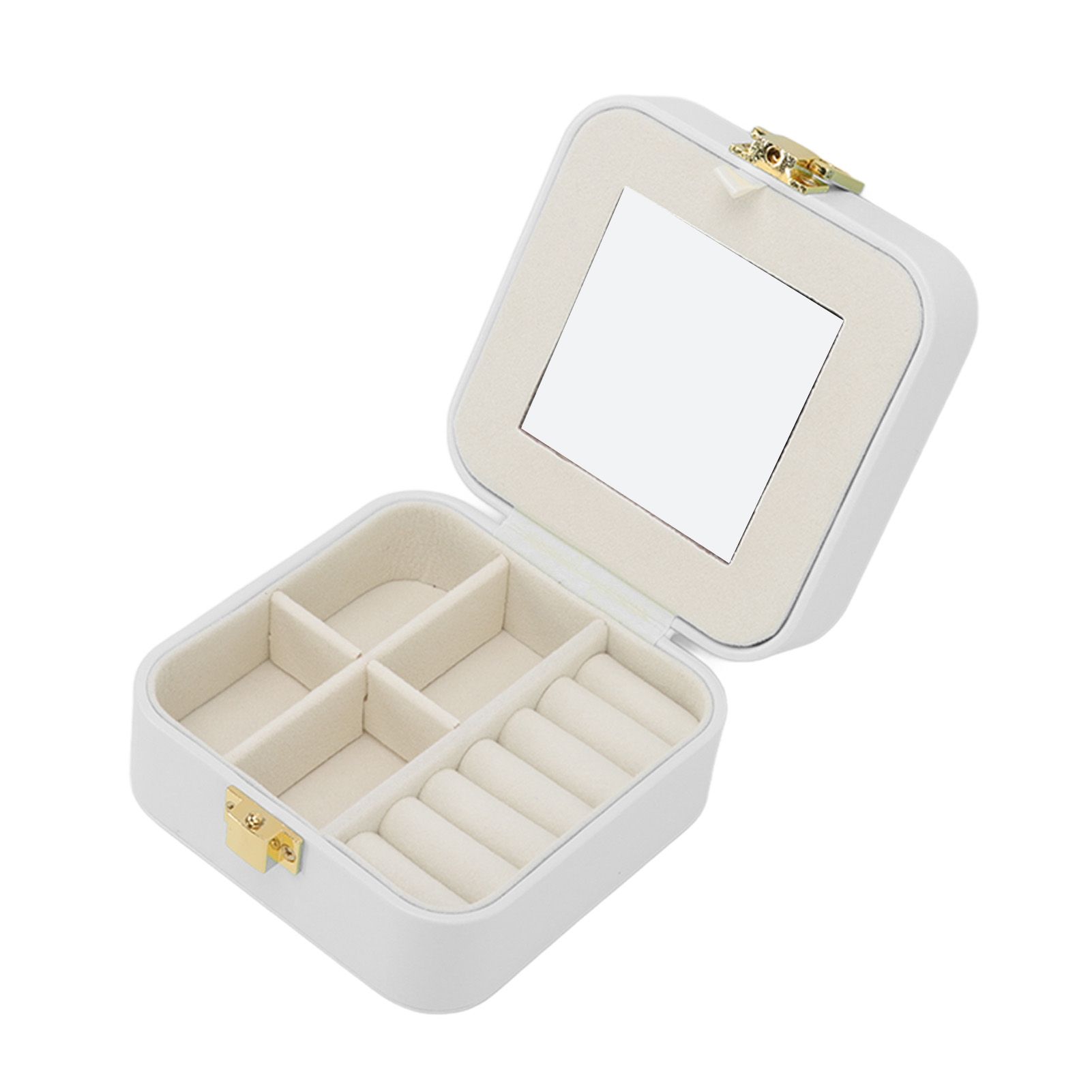 Jewelry Case Small Jewelry Box Organizer Display Storage Portable for Rings and Earrings Beige โ image 5