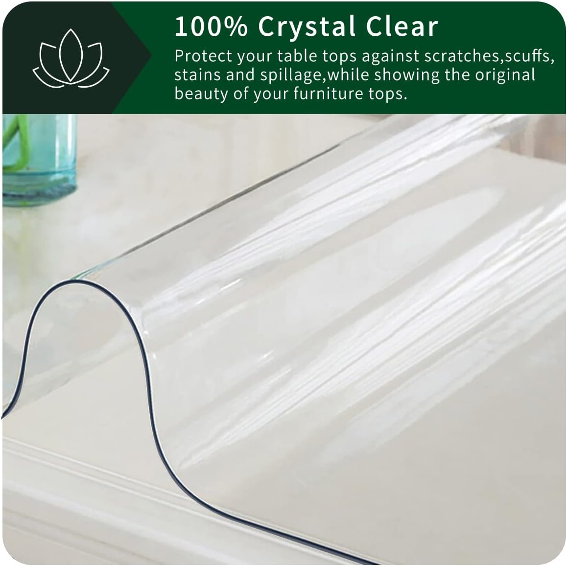 Upgraded 12x24 Inch Clear Plastic Dining Table Cover Protector PVC Vinyl Heat Resistant Tablecloth for Wood Furniture Coffee Bed Sofa Side Corner Table Top — image 5
