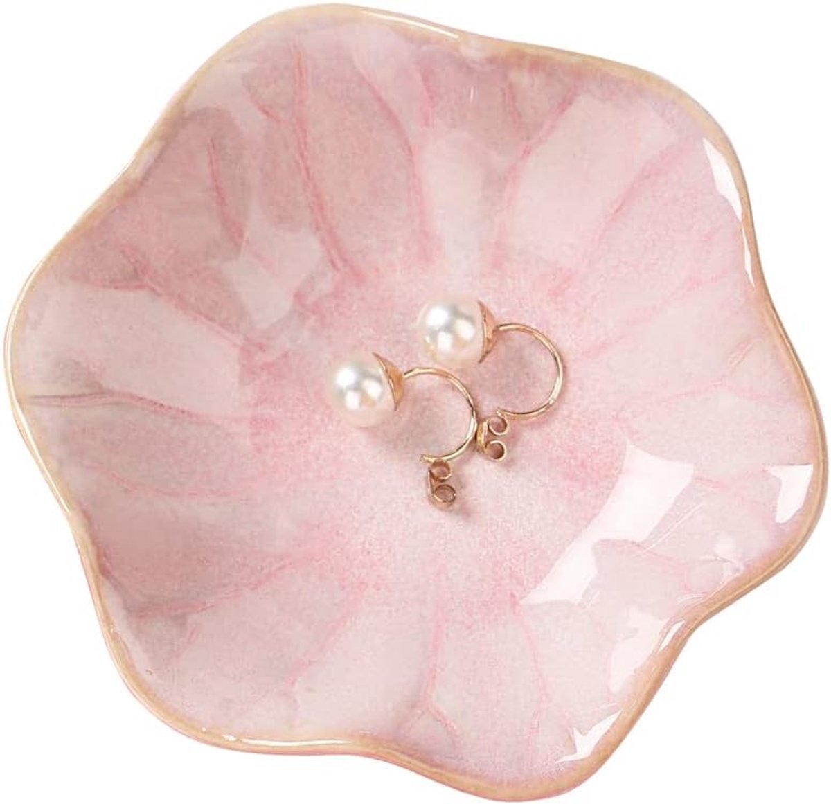 Ceramic Jewelry Bowl - Room Decor, Key Holder, Ring Holder, Jewelry Tray, Drip Tray, Bedside Table Decoration (Pink)