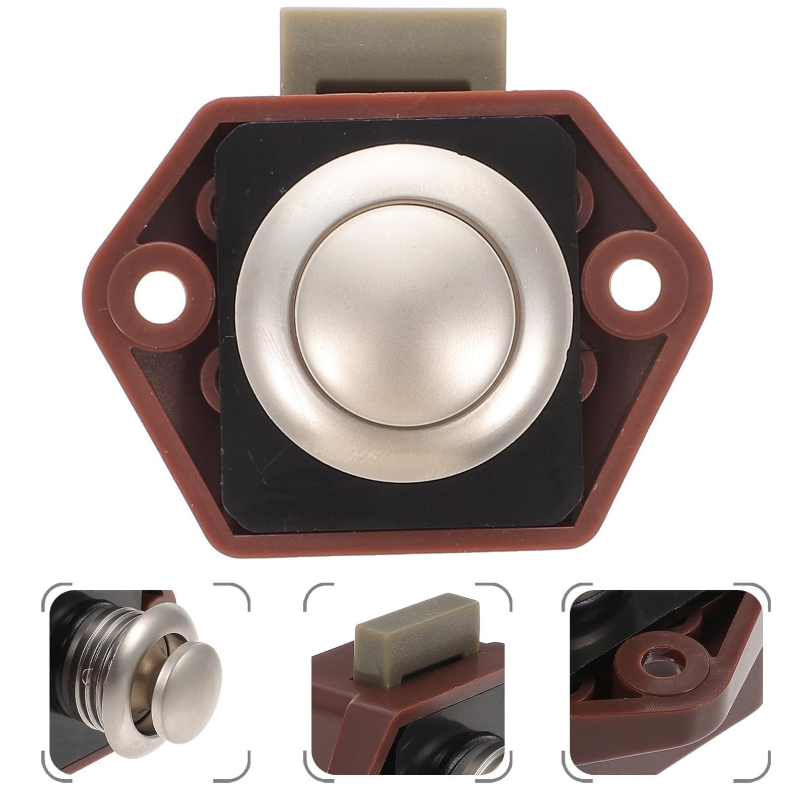 Push Button Latch Keyless Cabinet Lock for RV Motor Caravan Cupboard Door Button Latch Cam Lock Push Button (Brown) โ image 5