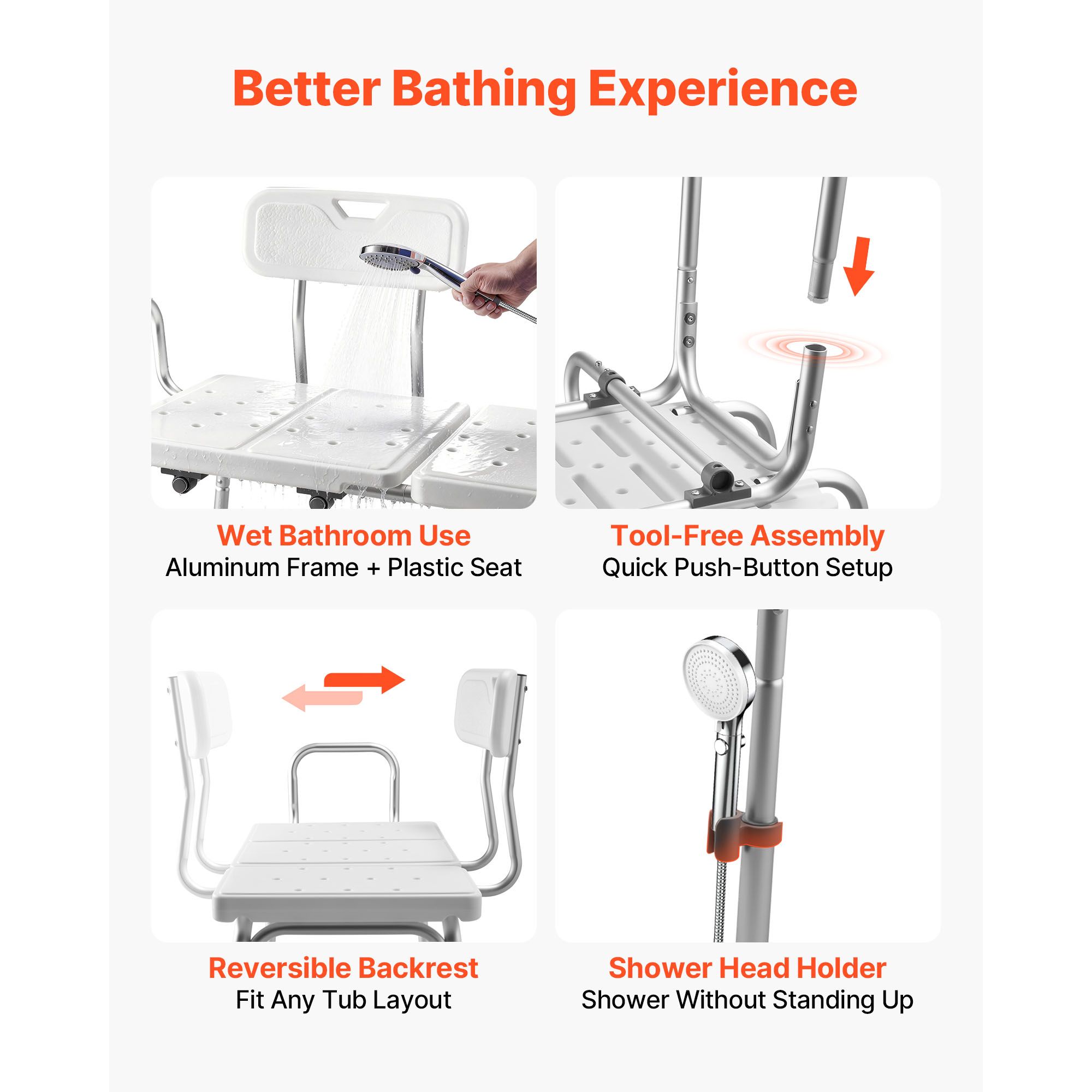 Tub Transfer Bench for Bathtub, 180 kg Capacity Heavy Duty Shower Chair with Arm, Backrest and Curtain Slot, Height Adjustable Shower Bench Bath Seat for โ image 6