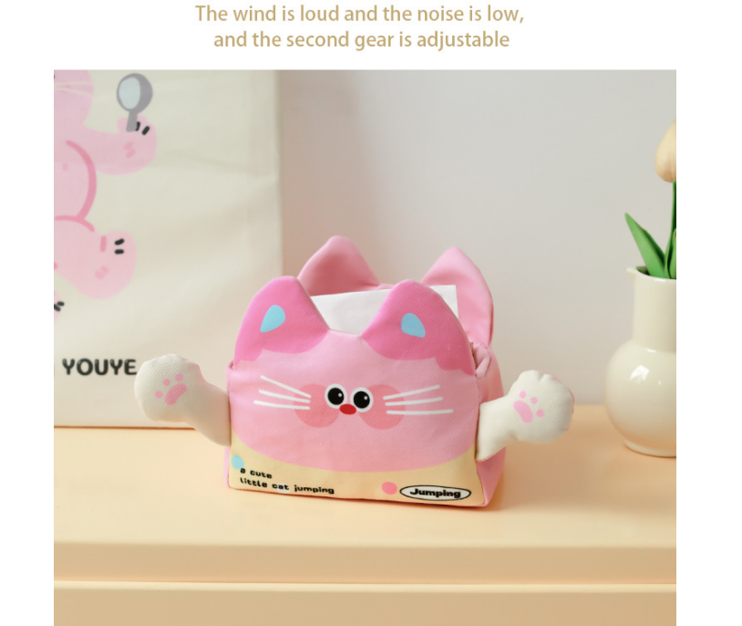 2 Pack Cute Desk Organiser Set Yellow Resin Cloud Pen Holder and Pink Plush Cat Tissue Box Cover for Home Office and Car Decor — image 3