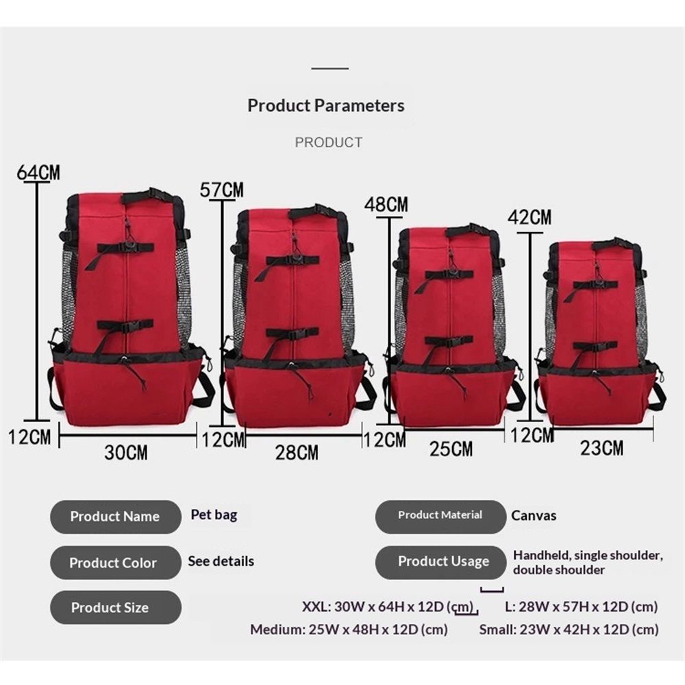 Red(S) - Ideal for Dogs with Length - Durable, Breathable Backpack-Style Carrier - Perfect for Walks, Short Hikes & Public Transportation — image 4