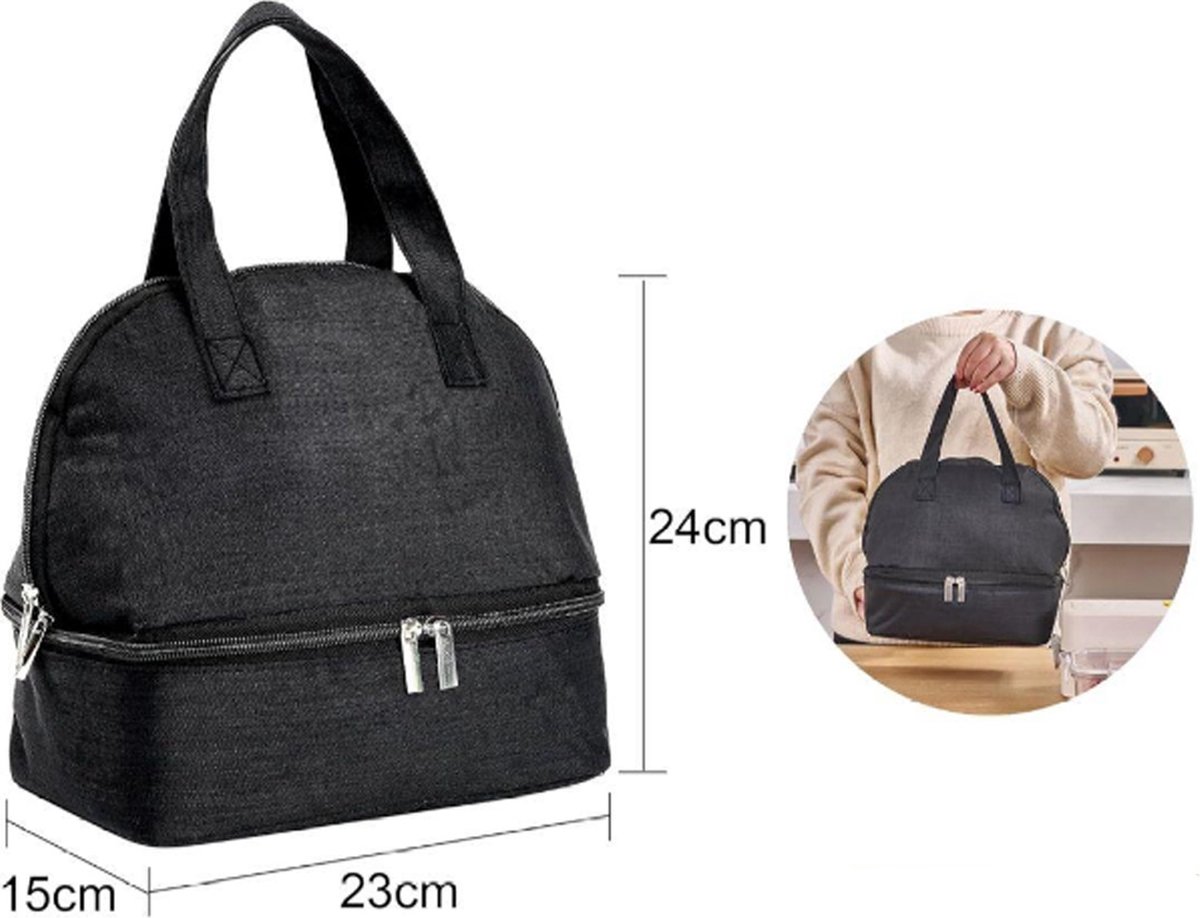 Insulated Lunch Bag - Family Picnic Bag - Reusable Waterproof Lunch Bags - Double Compartment Lunch Bags - Portable Lunch Box - For School Picnic Camping — image 2
