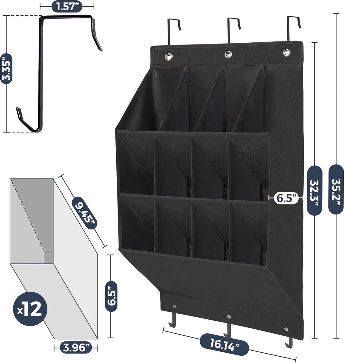 Hanging Shoe Bag - Shoe Organizer - With Hooks - Door Organizer - Over-the-Door Shoe Organizer - Solution for Scattered Stuff - Door Storage Bag โ image 3