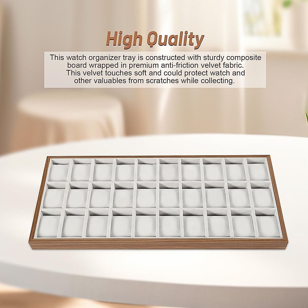 30-Grid Watch & Jewellery Tray Organiser Display Case Holder – Velvet Drawer Insert — image 4