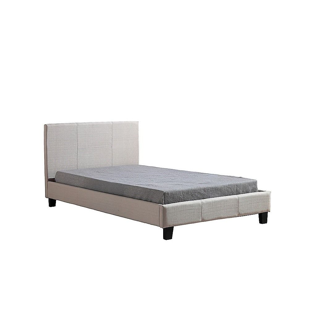 King Single Linen Fabric Bed Frame Beige โ image 2