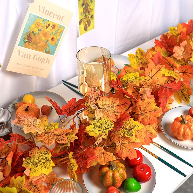 Hanging Vines 5.7Ft 36Leaves Artificial Fall Maple Leaves Autumn Thanksgiving Decor for Home Fireplace Party Halloween Festival — image 4