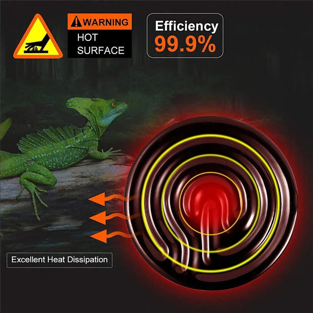 2X Ceramic Infrared Heat Lamp Bulbs for Reptiles and Terrariums - 50W-2PCS — image 5