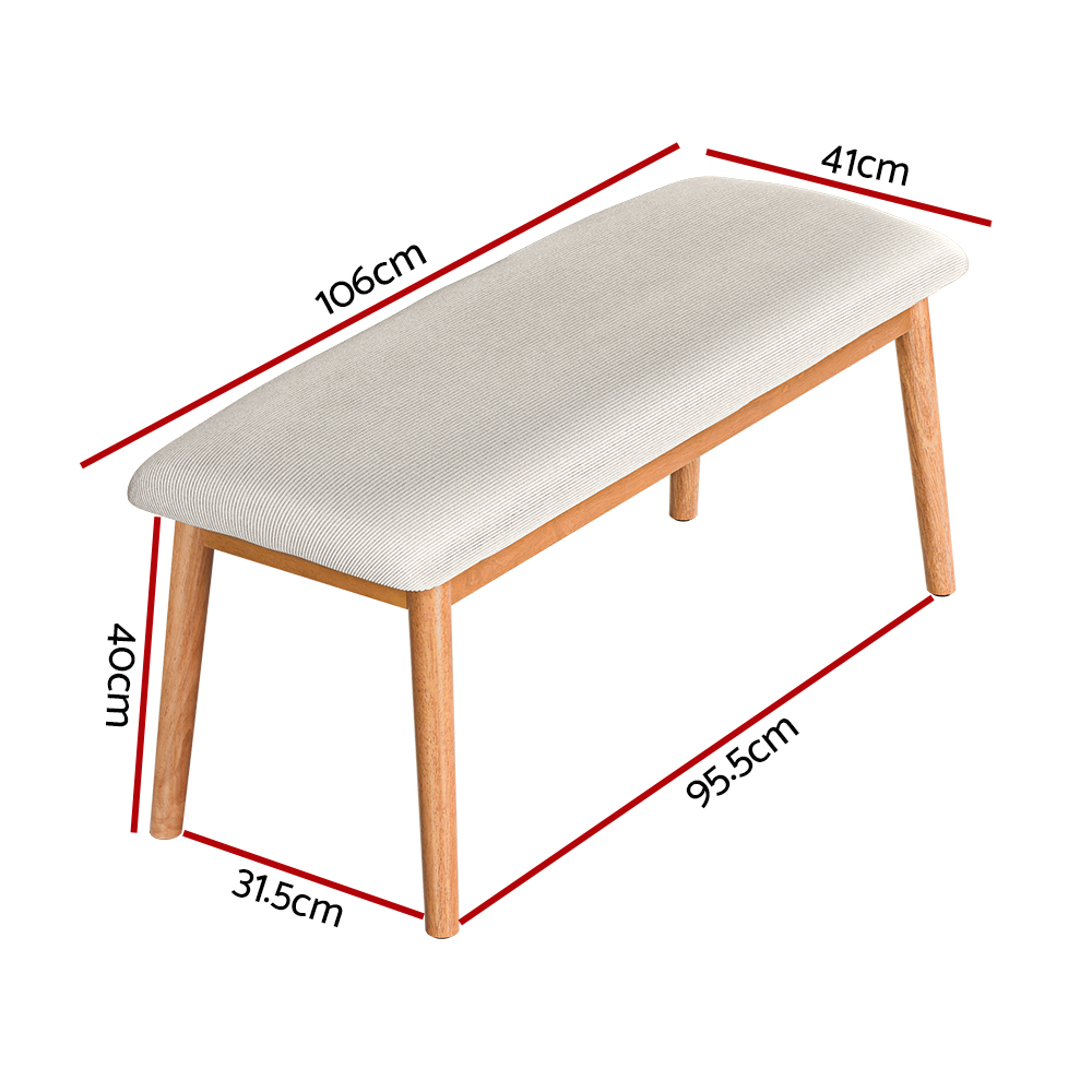 Artiss Dining Bench Upholstery Seat Wooden Chair 106cm — image 2