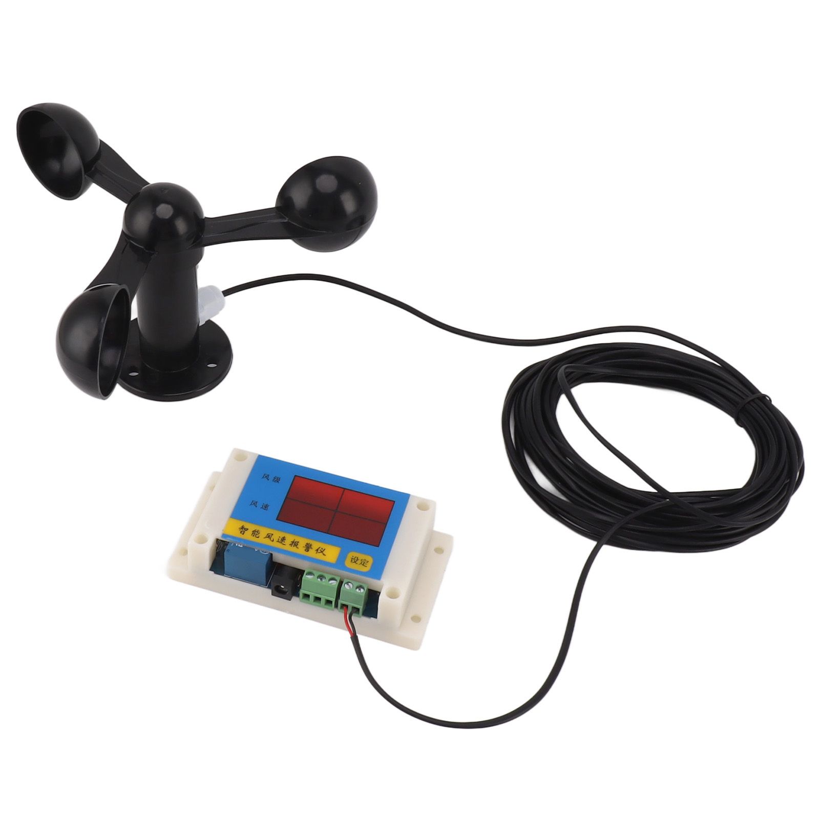 3 Fan Blades Tower Crane Anemometer 3 Blades USB 5V High Accuracy 2‑12 Lever Wind Speed Alarm Device for Outdoor — image 5