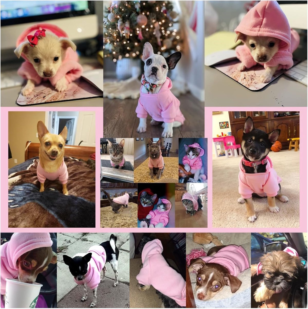 Dog Coat - Winter Hoodie - Warm Dog Coat - With Pockets - Sweatshirt - Warm Clothing - Chihuahua Dog Coat - Perfect for Small Dogs - Pink - Size M — image 5