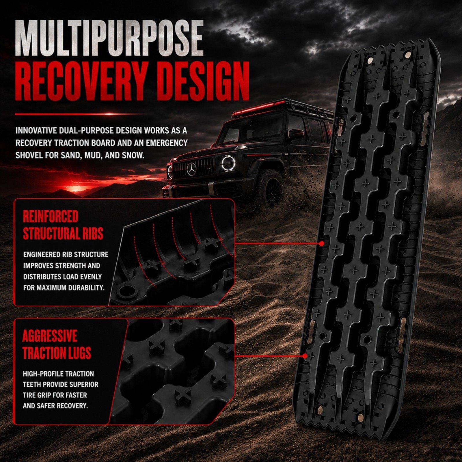 2x 10 Ton 4WD Car Recovery Tracks Sand Mud Snow Traction Boards Off-Road Device Mat โ image 5