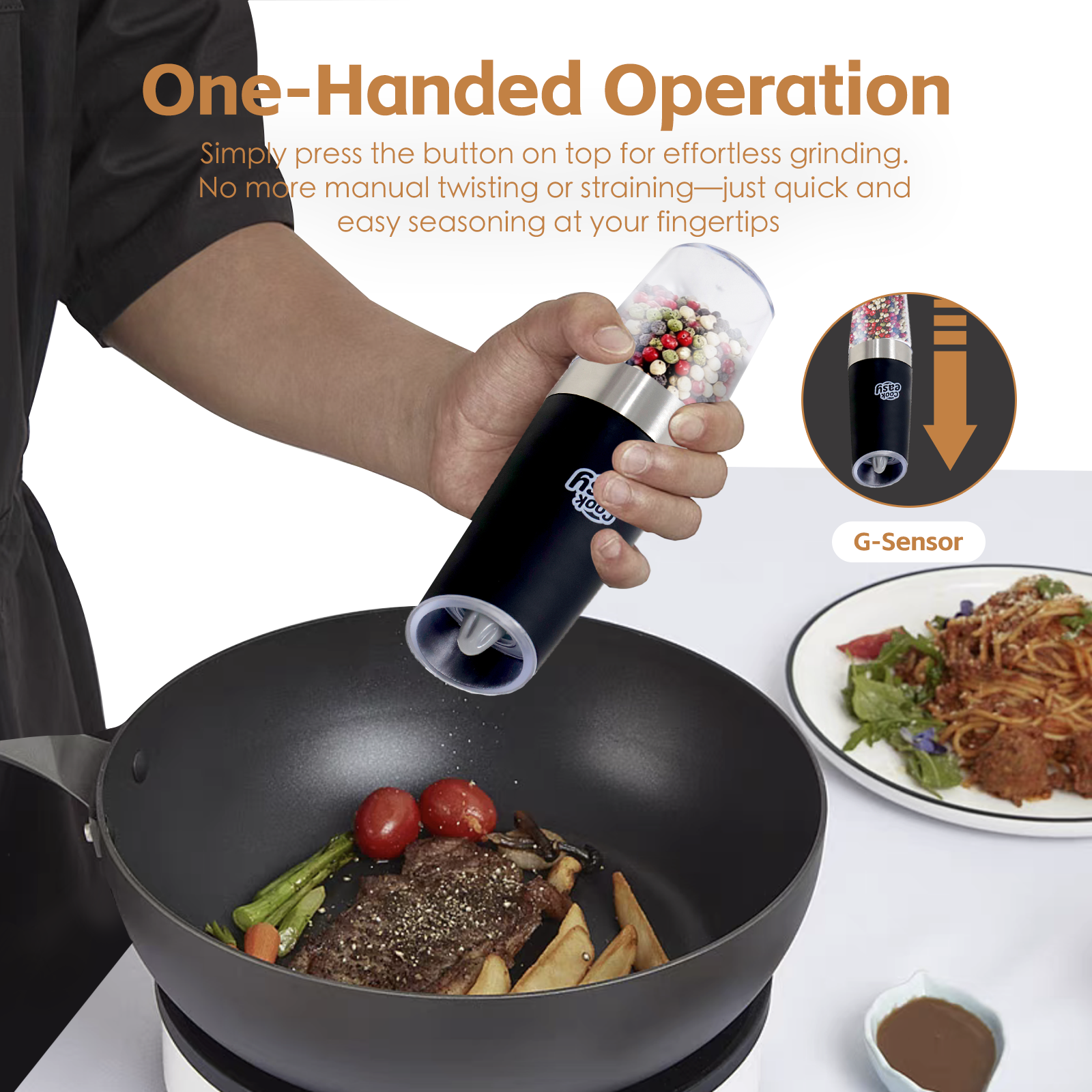 2 Pcs Gravity Sensor Electric Salt and Pepper Spice Grinder β image 3