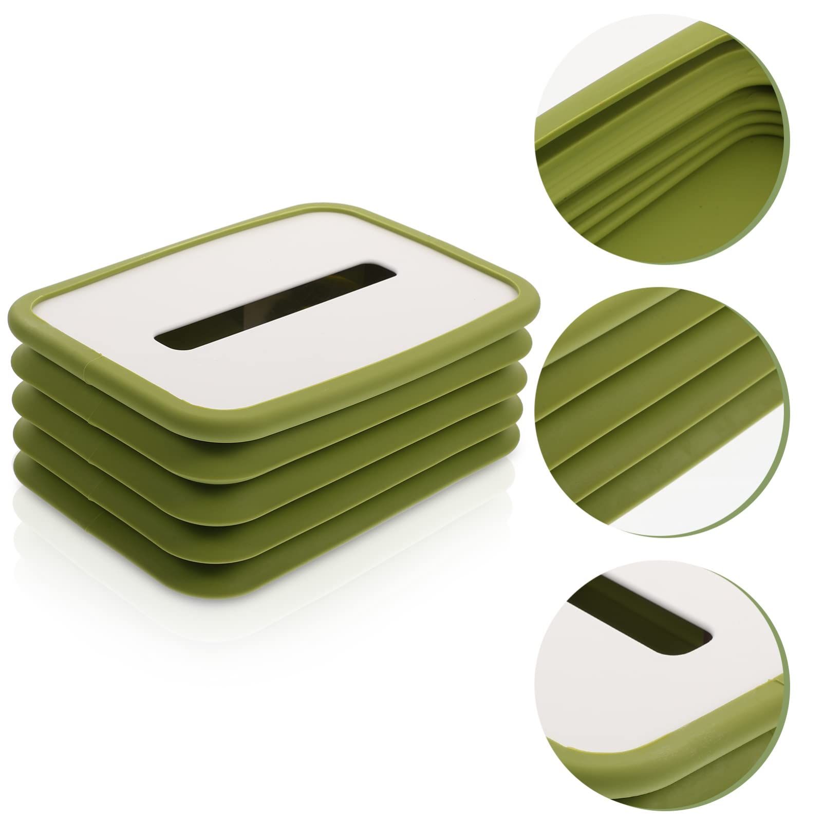 Silicone Foldable Tissue Box Cover Holder Rectangular Collapsible Napkin Dispenser Facial Tissue Paper Box Organizer — image 3