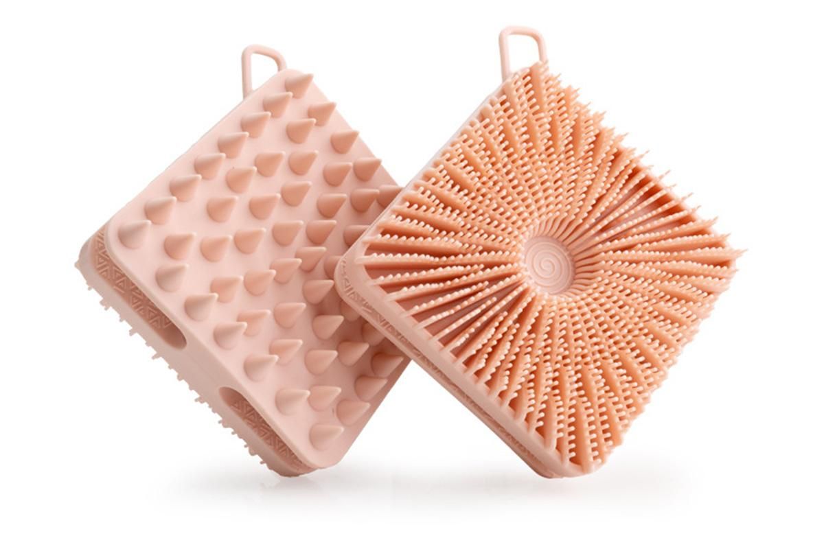 Dual Sided 2 In 1 Silicone Body Shower Scrubber Body Brush Buffer Scrubber - Pink — image 2