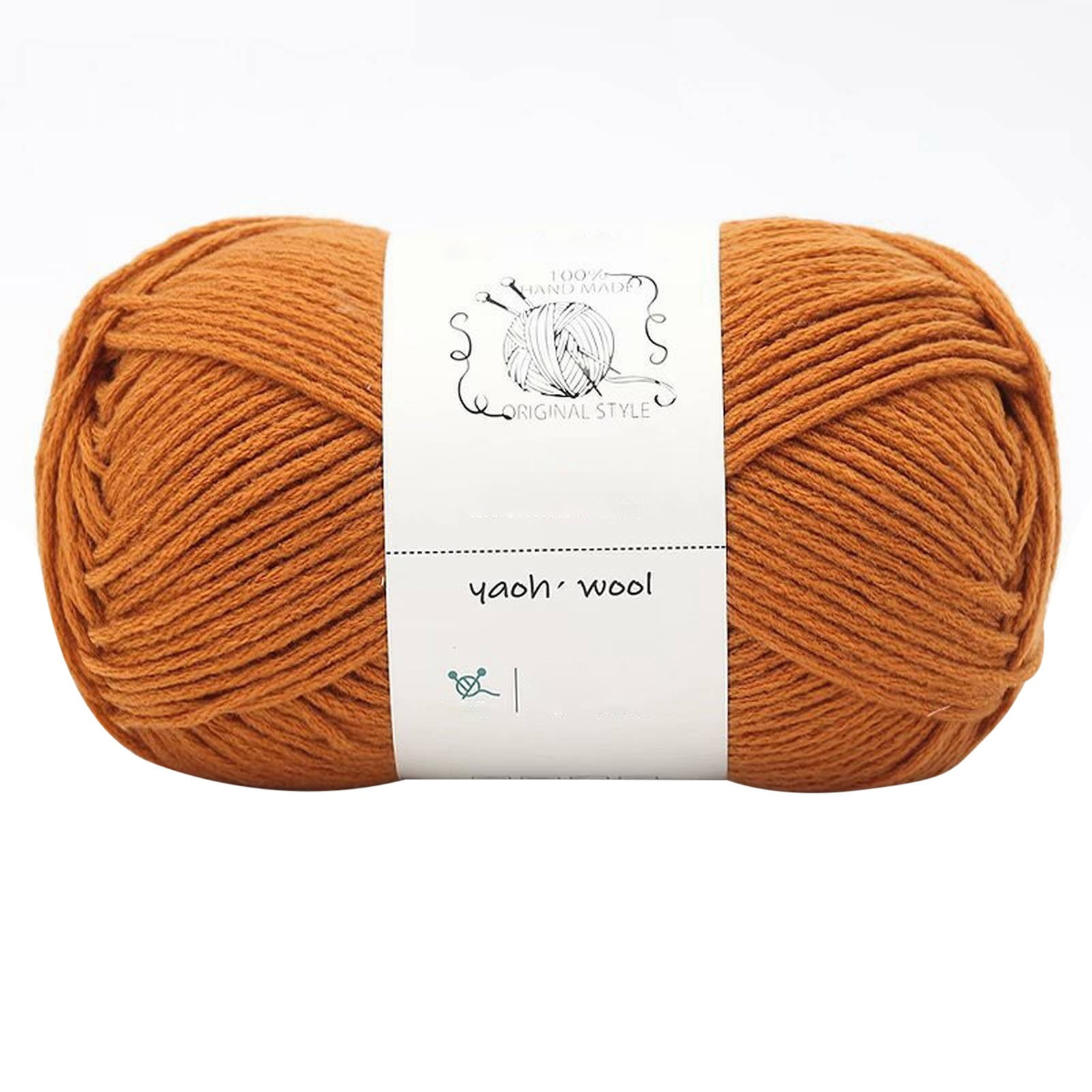 1 Pack 100 g Cotton Crochet Yarn, Soft Hand Knitting Yarn for Sweaters, Scarves, Cushions and DIY Crafts, Amber