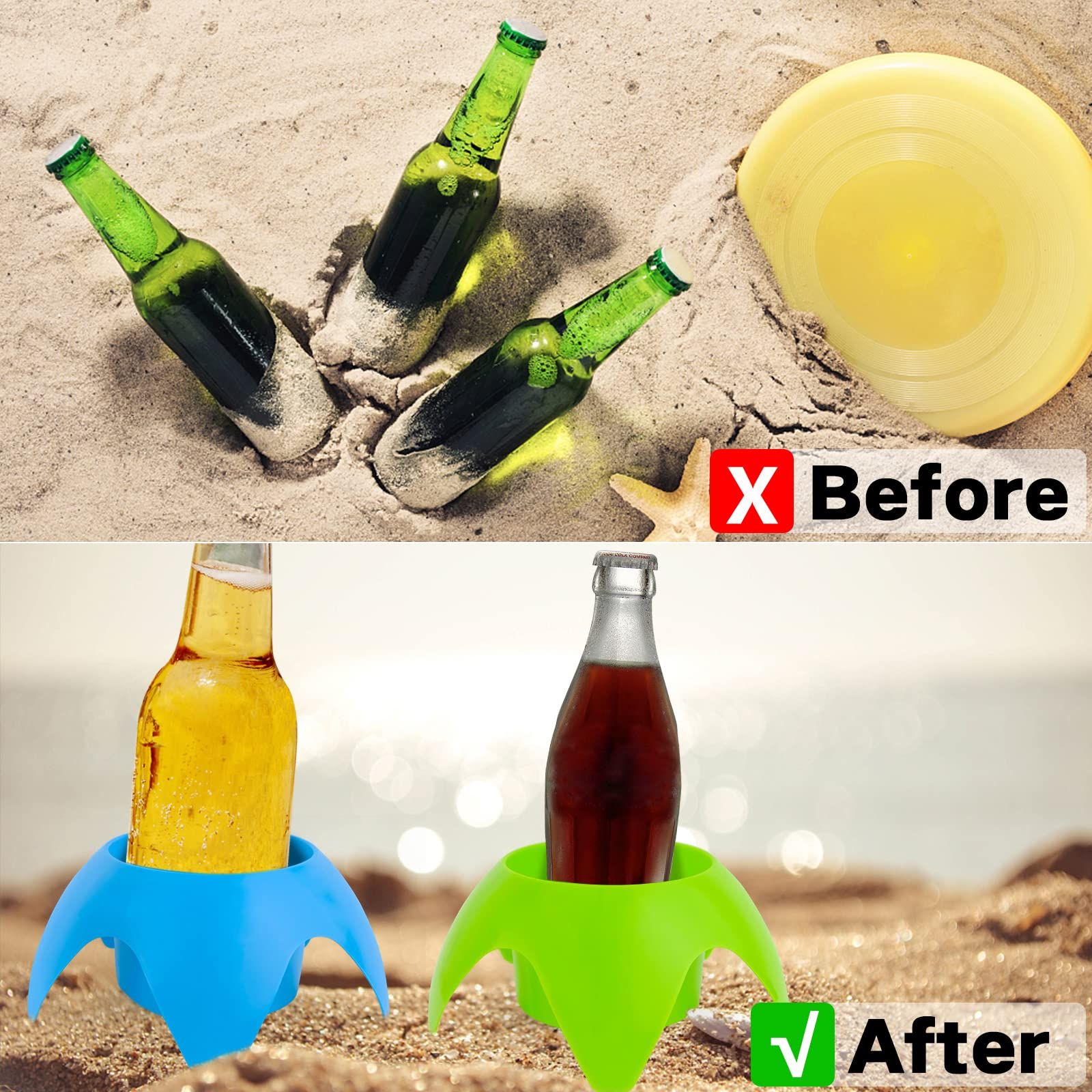 Beach Cup Holder-Beach Accessories for Vacation Beach Drink Holder Sand Cup Holder Beach Essentials Must (Multi-Color, 5 Packs) — image 3