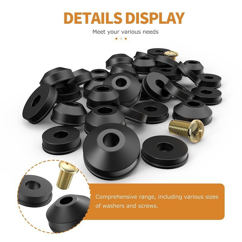 Faucet Washers, 58-Pack Flat and Beveled Rubber Faucet Washers and Brass Screws Assortment Replacement Kit โ image 2