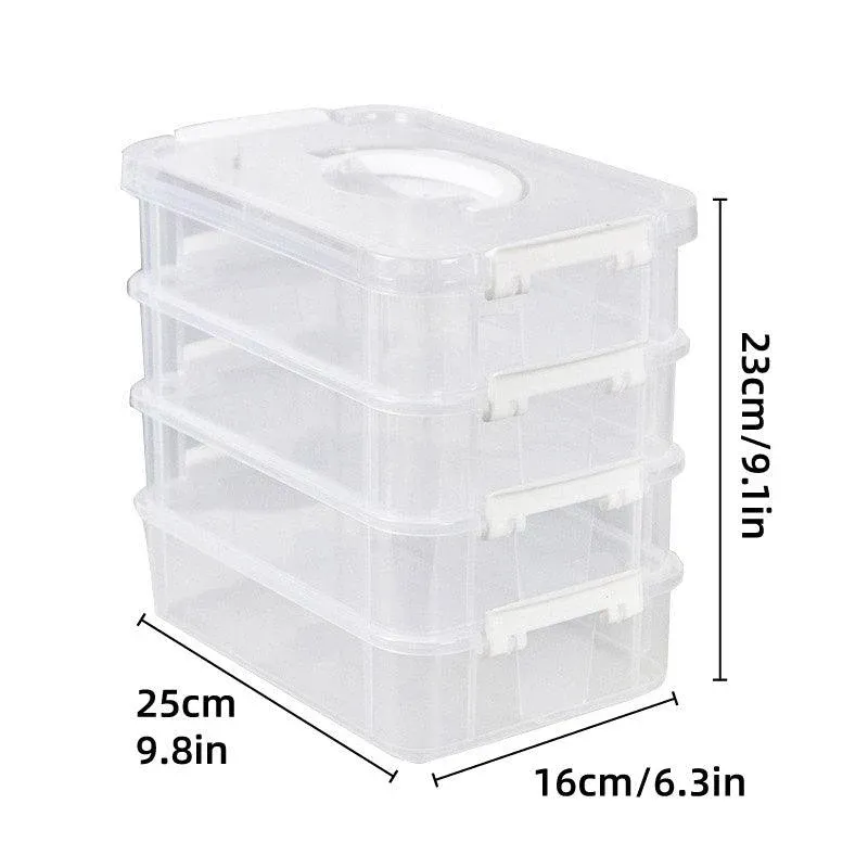 4Layer Storage Organizer Box Multi Compartment Storage Container for Home Office - Green โ image 4