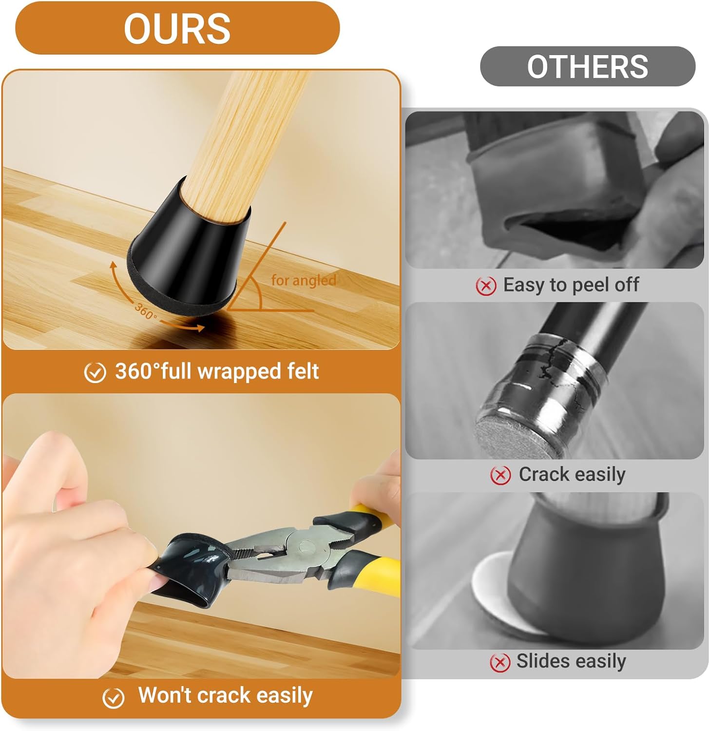 Silicone Chair Leg Floor Protectors Extra Small 24PCS - Furniture Felt Silicone Integrated Chair Foot Covers/Dark-Black/Rubber - Protect Floors from โ image 4