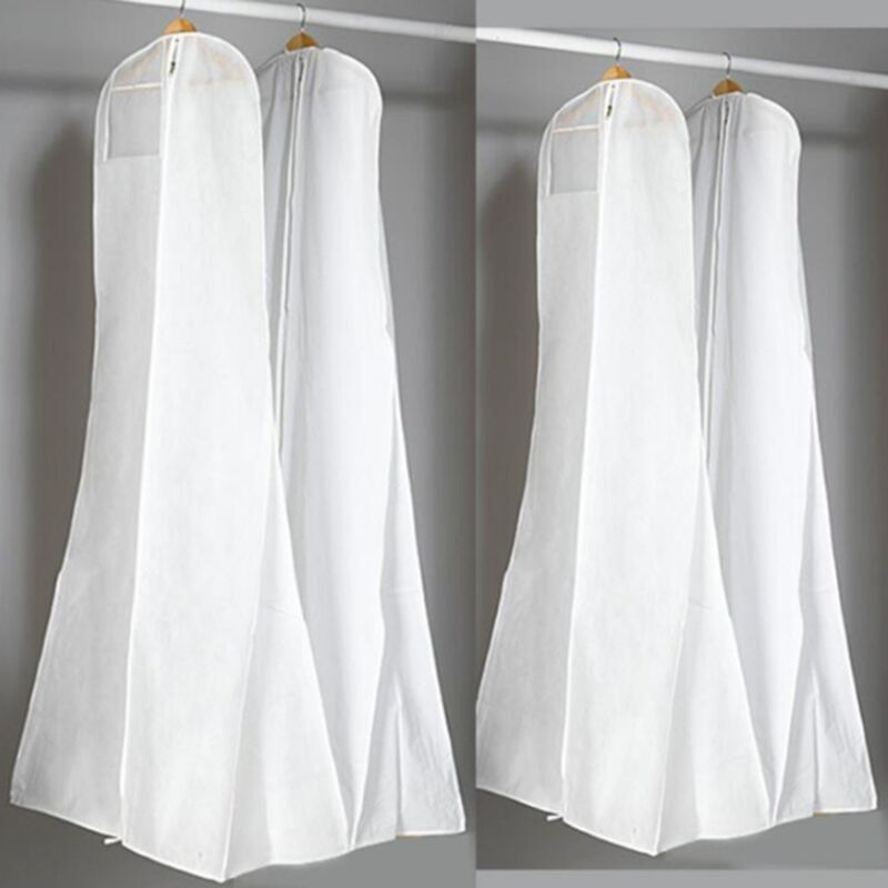 1 Pc Wedding Dress Dust Cover Breathable Non Woven Fabric White, 180 cm — image 2