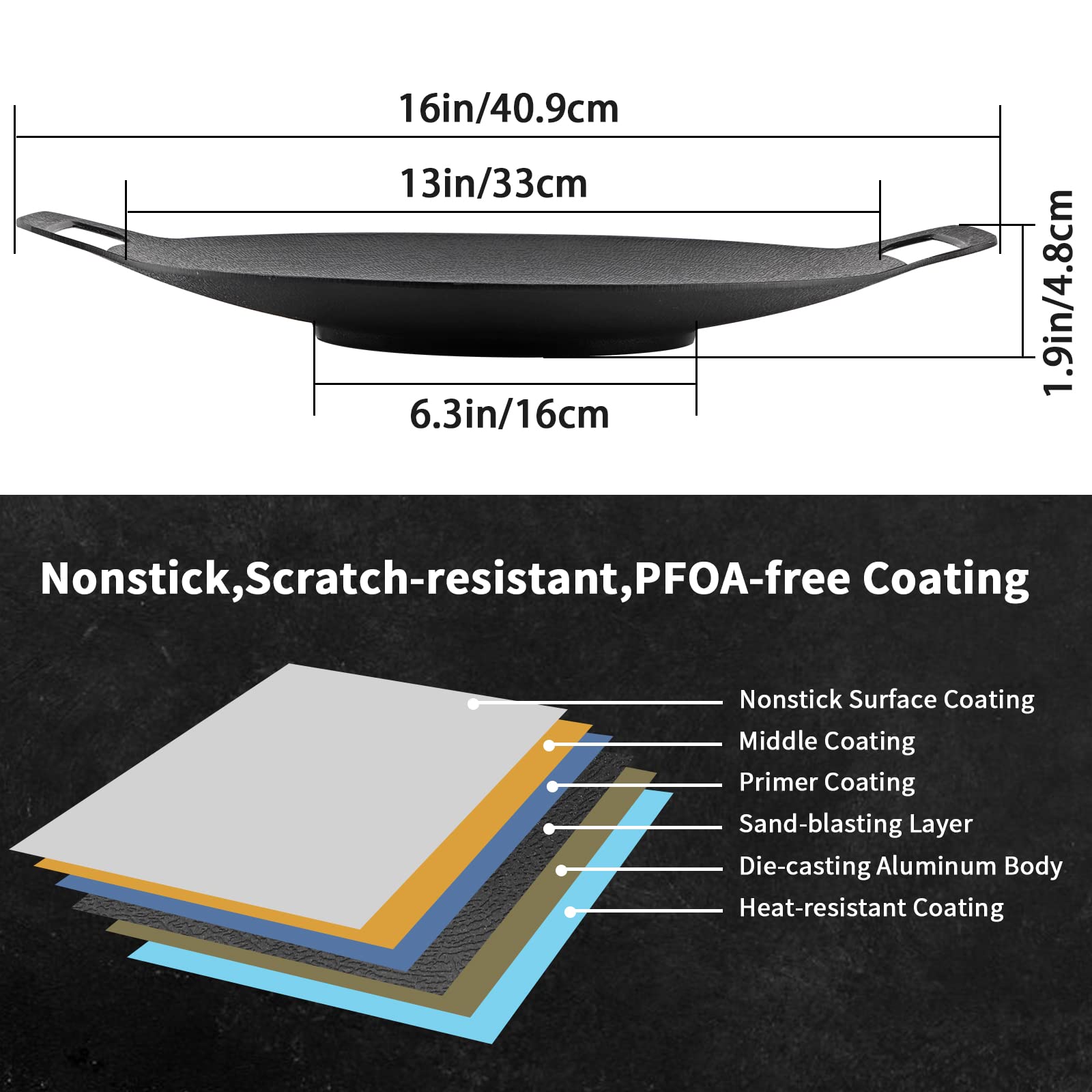 Korean Grill Pan Nonstick 6 Layer 40cm Round BBQ Griddle Indoor or Outdoor Cooking โ image 3