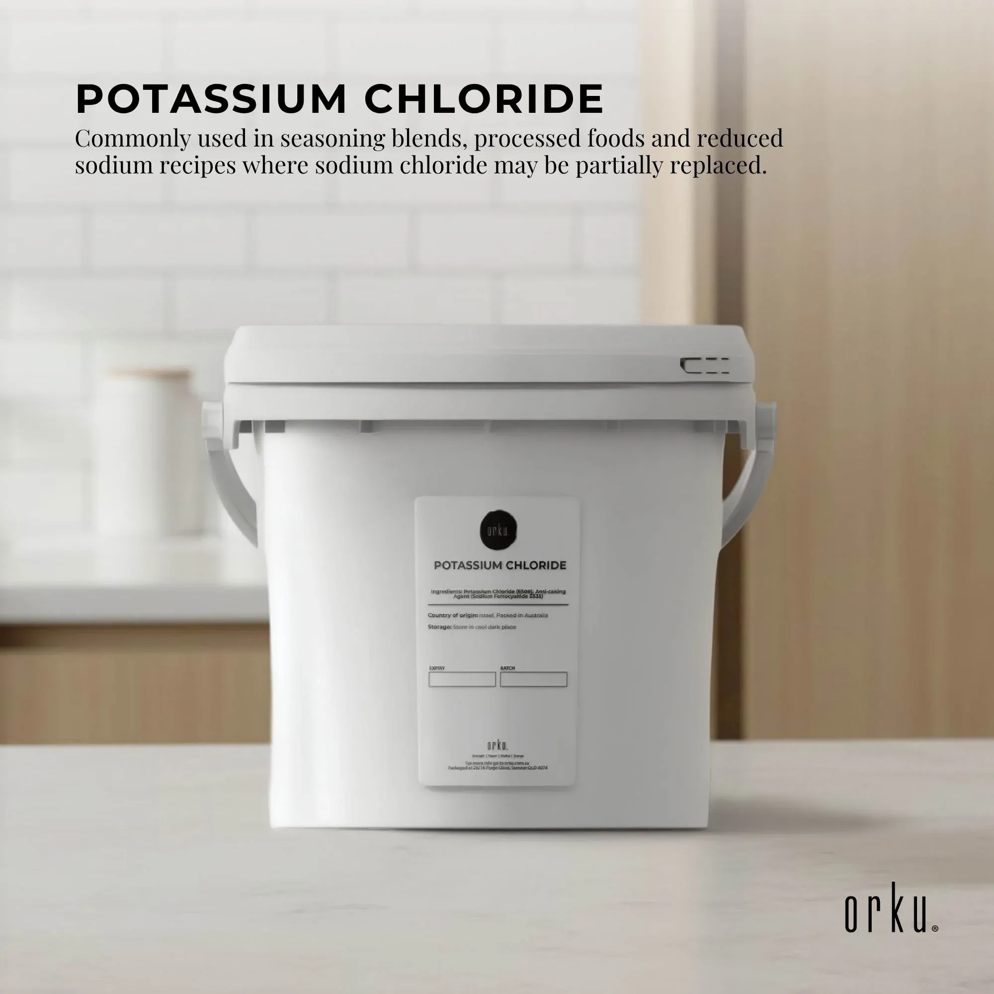 Orku 5Kg Potassium Chloride Powder Tub - Food Grade E508 Salt Substitute — image 2