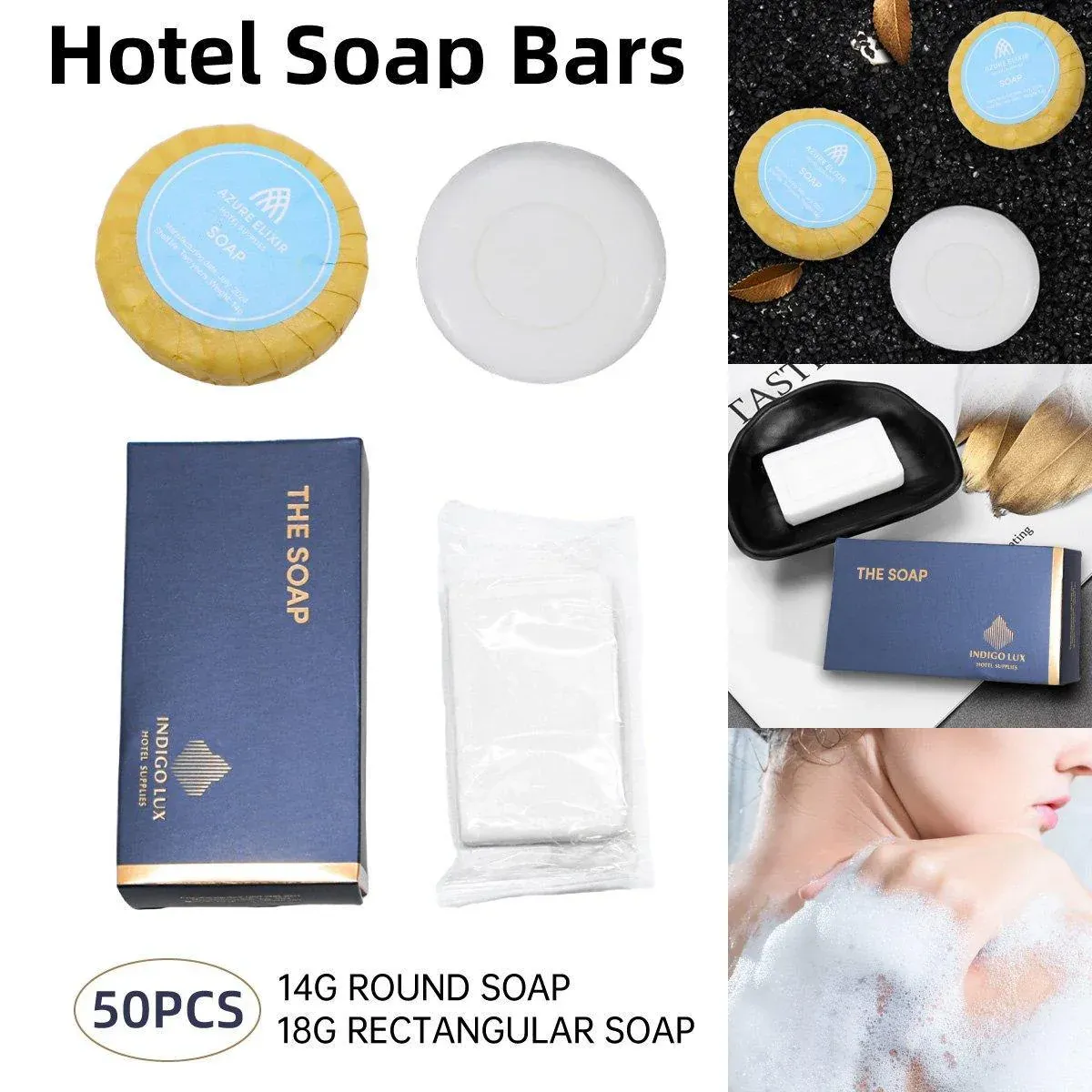50pcs Hotel Soap Bars for Guesthouse Bathroom Travel Toiletries Set Hotel Use - Round โ image 2