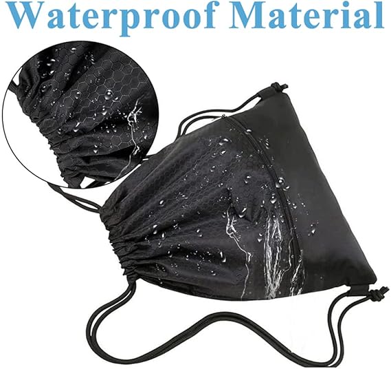 Trekkoord sports bag - large sports bag with PE pocket and external zip - waterproof drawstring swim backpack for men, women, boys and girls - sports, school — image 4