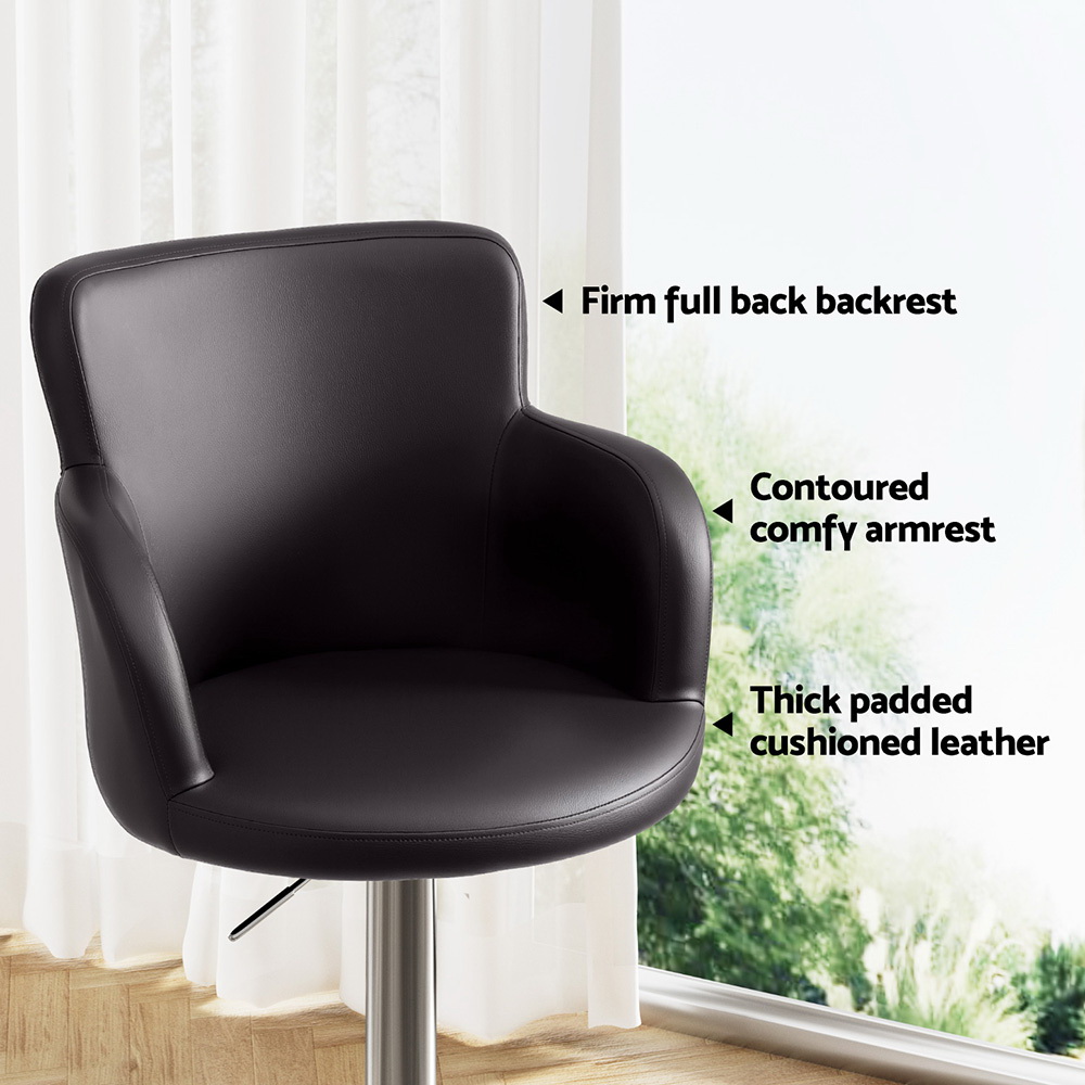 Artiss 1x Leather Bar Stools Swivel Adjustable Gas Lift PU Counter Chairs Brown — image 5