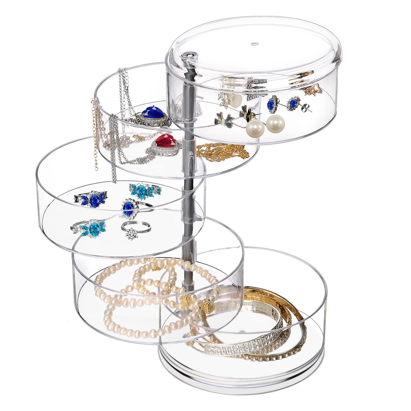 5-Layers Rotatable Jewelry Storage Organizer Box for Earrings Hair Accessories & Beauty Supplies Earrings Necklaces Bracelets โ image 5