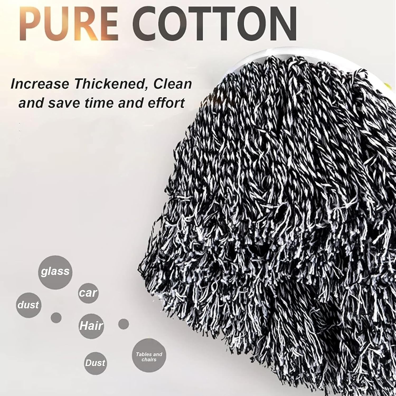 Spin Mop Refill for 360° Cotton Thread Mop Head Replacement - Round Cotton Thread Size Compatible Mop Head for Hardwood,Tile, Marble Floor (Color: B) — image 4