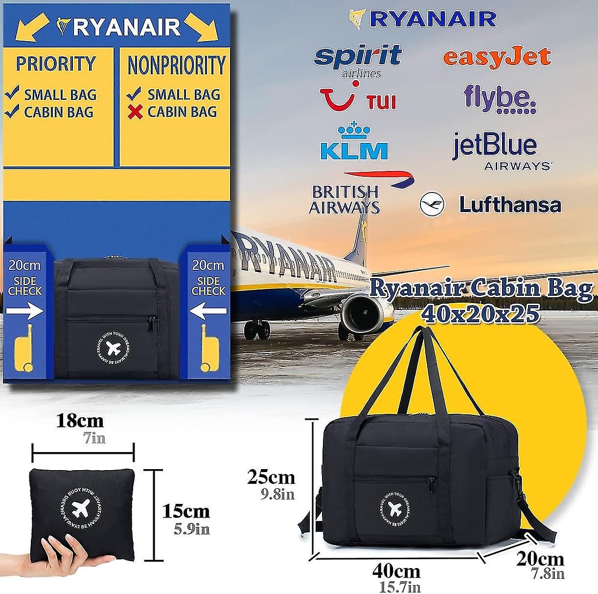Cabin Bag 40x20x25cm for Ryanair Approved Size Foldable Bag Travel Bag Under Seat Luggage Holder-Xin โ image 2