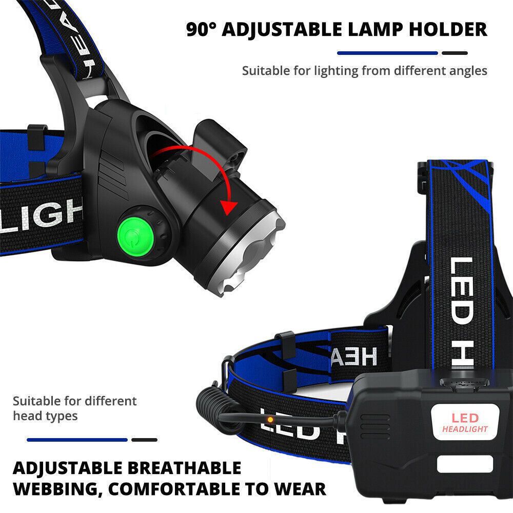 LED Head Torch Headlight Camping Headlamp Rechargeable Waterproof Fishing Light — image 5