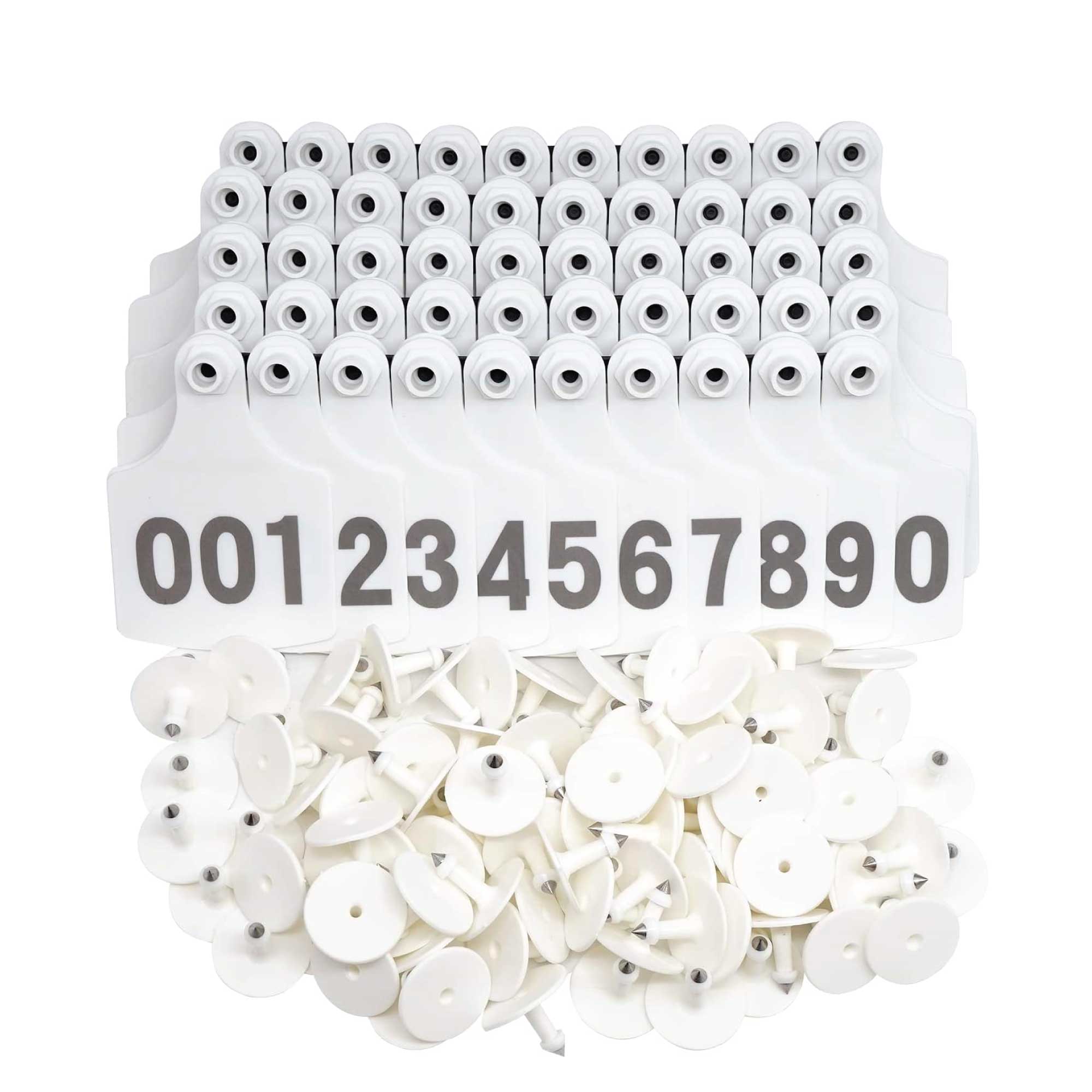 1-100 Cattle Number Ear Tag 6 × 7cm Set - Medium White Cow Sheep Livestock Label