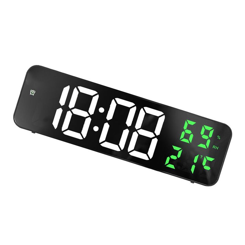 Mirror Large Digital LED Clock Home Electronic Alarm Clock Large Screen Plug in Clock Wall Mounted White and Green โ image 3