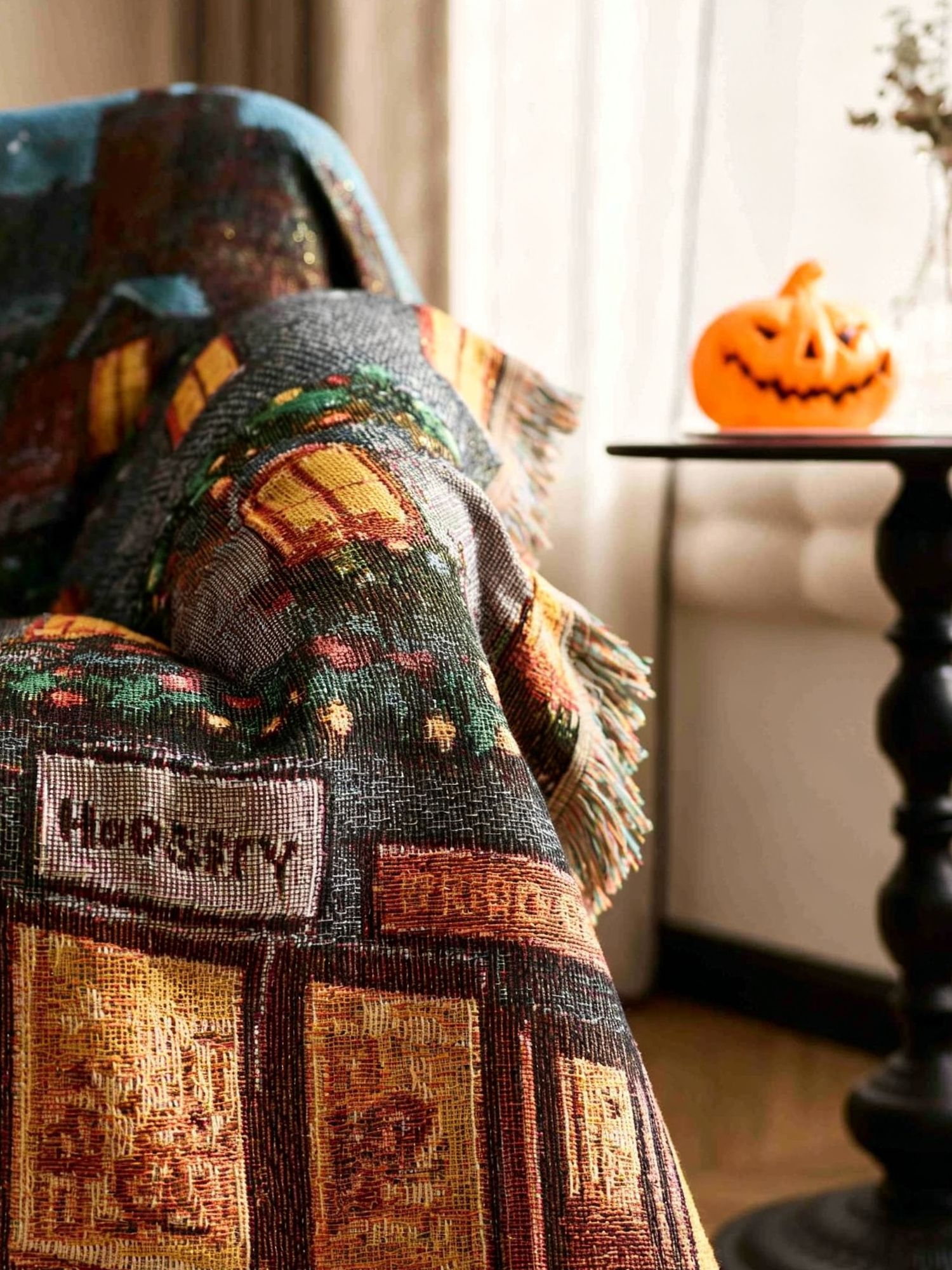 Soft Home Rest Throw Blanket, Christmas & Halloween Themed Decor Tapestry, Comfortable Lunch Break Blanket, Fairy‑tale Cat Swirl Print, 157x130cm — image 4