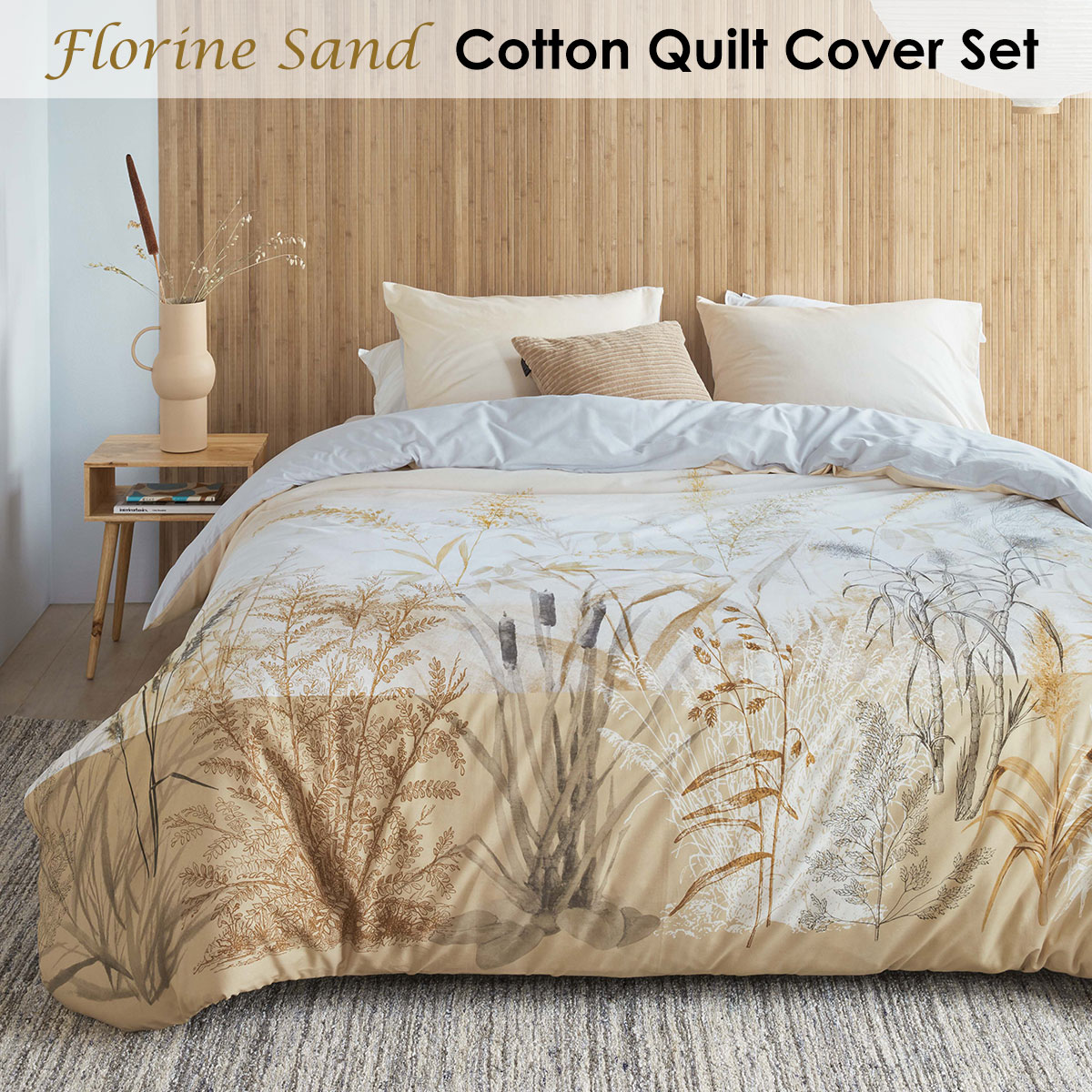 Bedding House Florine Sand Cotton Quilt Cover Set Queen โ image 2