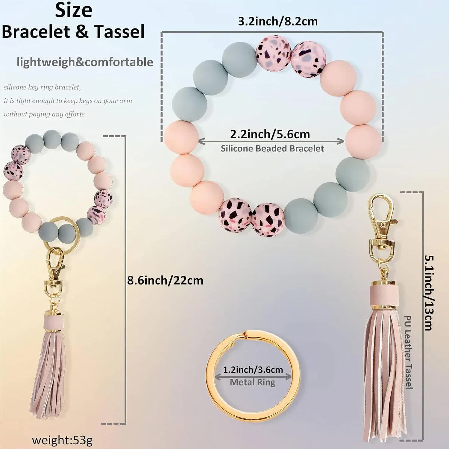 Key Ring Bracelet Car Keychain Holder Wristlet Silicone Women Beaded Bangle Chains โ image 2
