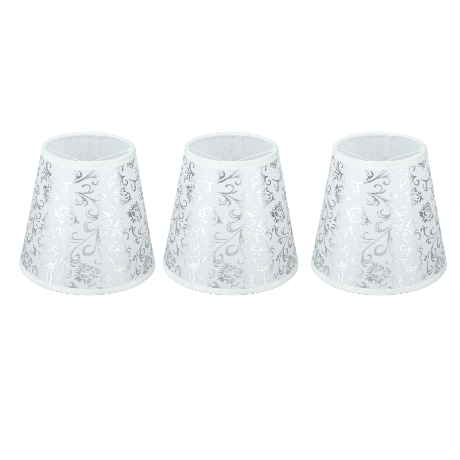 Cloth Lampshade Clip On Installation Modern Fabric Lamp Shades for E14 Bulb Chandelier Table Lamp 3pcs Silver โ image 2