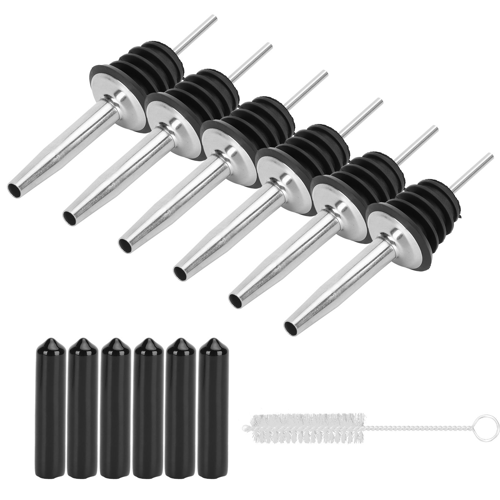 Stainless Steel Pourer Silicone Classic Bottle Pour Liquor Dust Cap Brush Wine Opener — image 5
