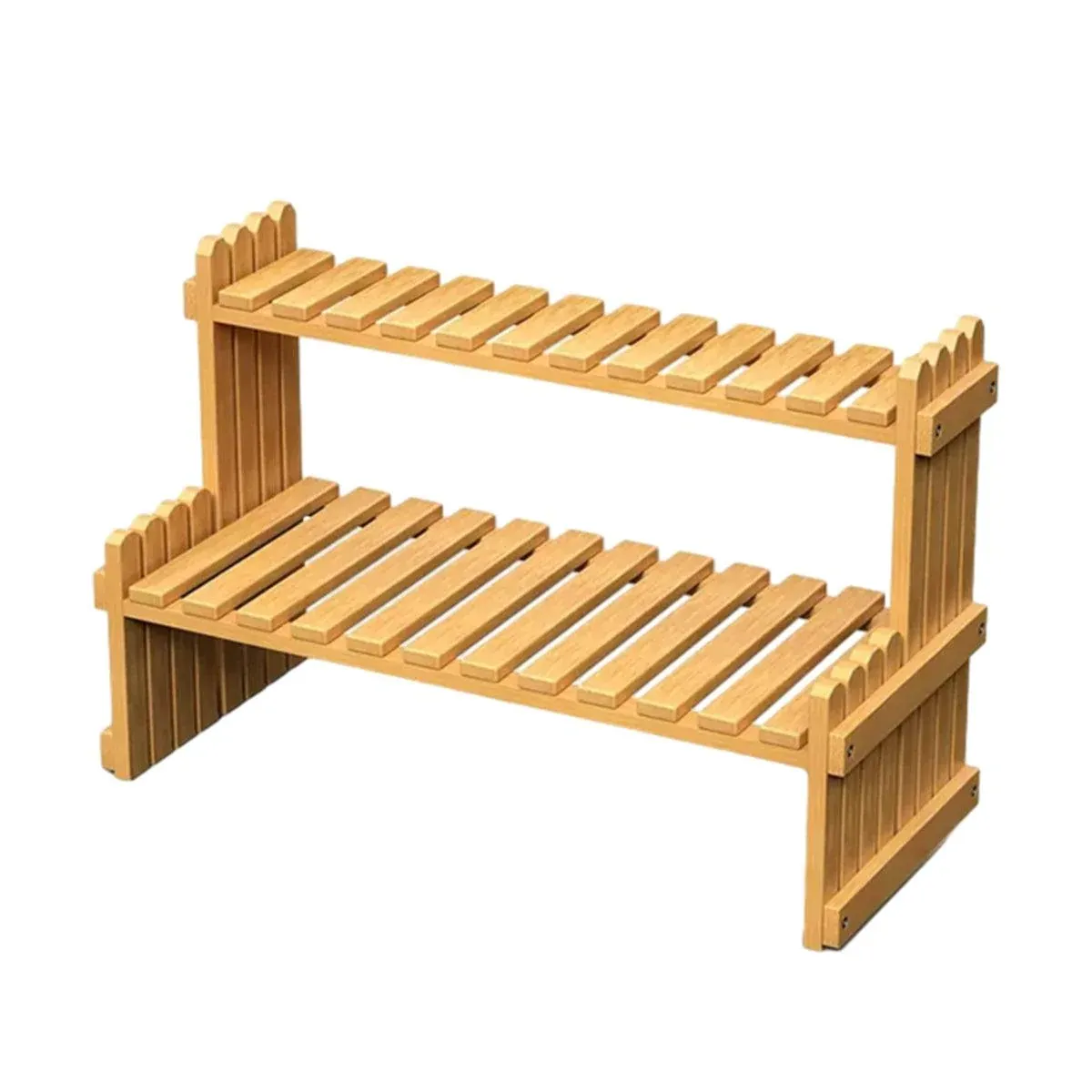 2 Tier Bamboo Plant Stand Flower Pot Rack Indoor Outdoor Patio Garden Shelf โ image 2