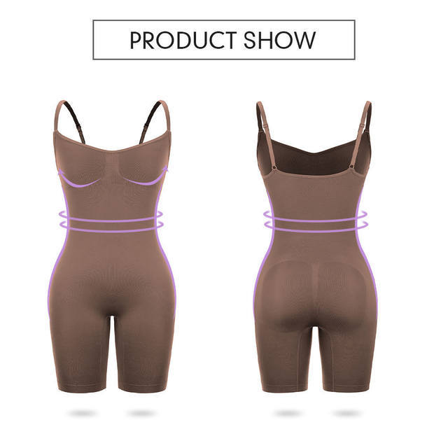 Size L Brown Seamless Full Body Shaper for Women - Tummy Control, Butt Lifter & Thigh Slimmer Bodysuit — image 2