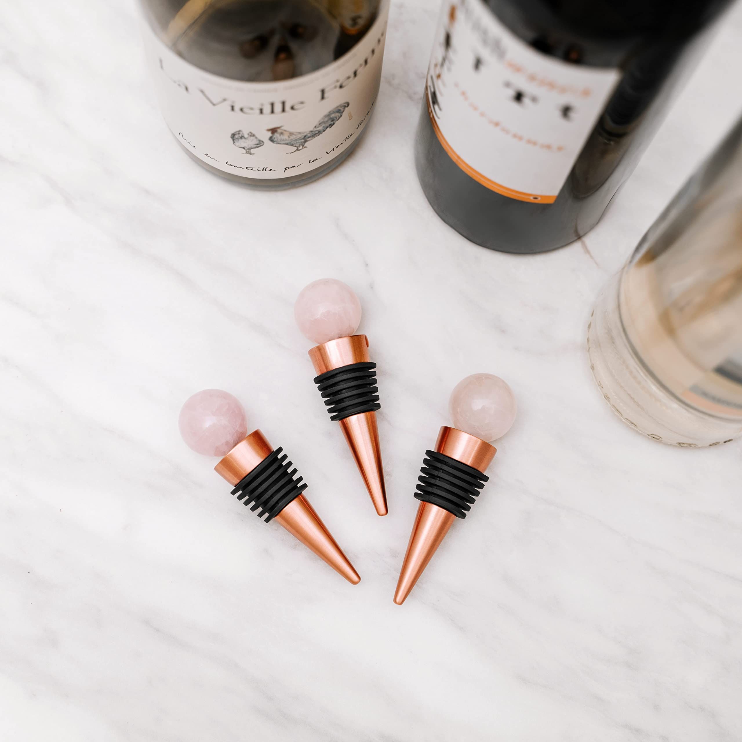 3PC Rose Gold Silicone Wine Stopper - Wine Bottle Stopper, Reusable Wine Corks, Wine Preserver Wine Saver Keep Wine Fresh โ image 5