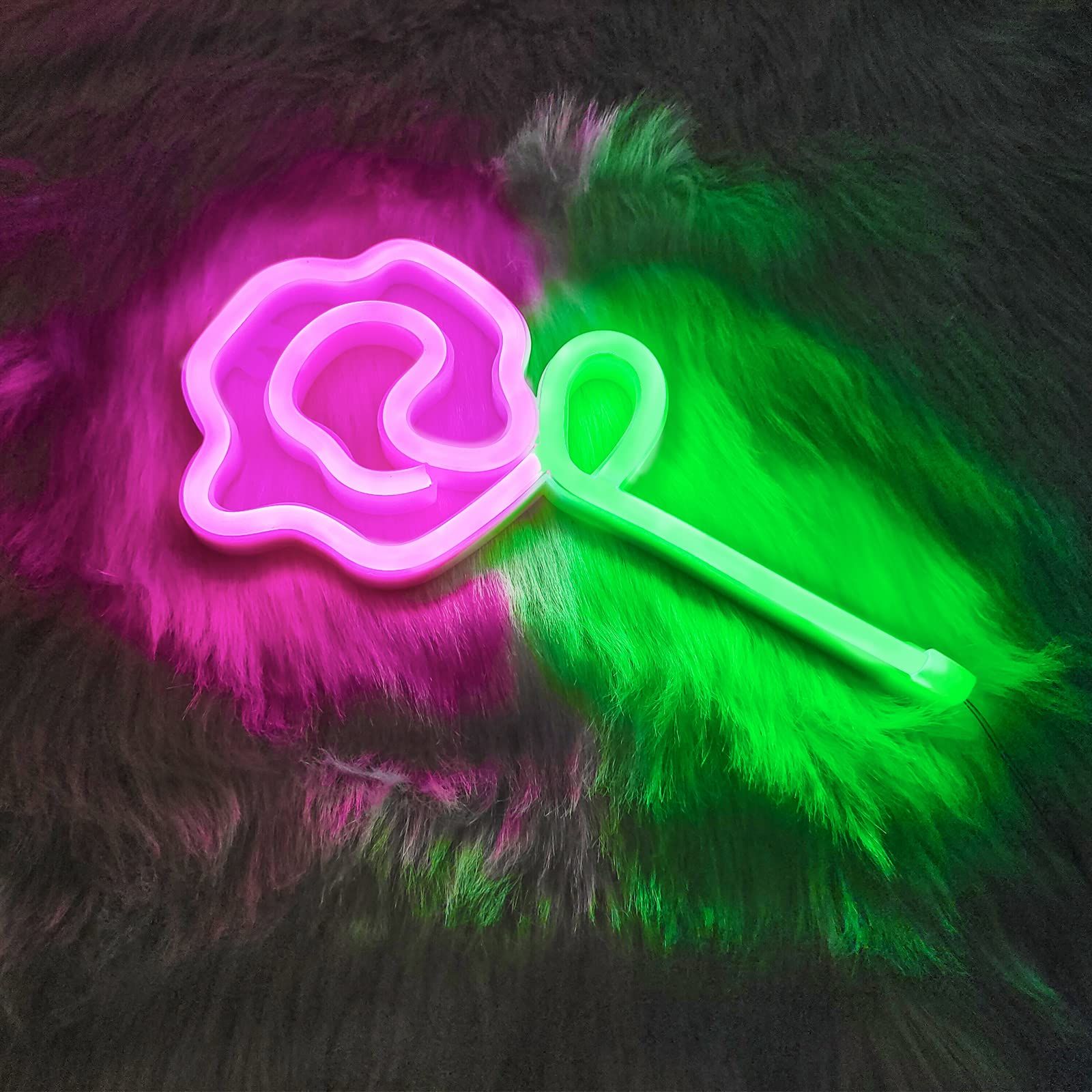 Neon Pink Rose Flower Neon sign USB/Battery Powered Night Sign LED Wall Sign Wall Art For Night Lamps Light Up Signs — image 4