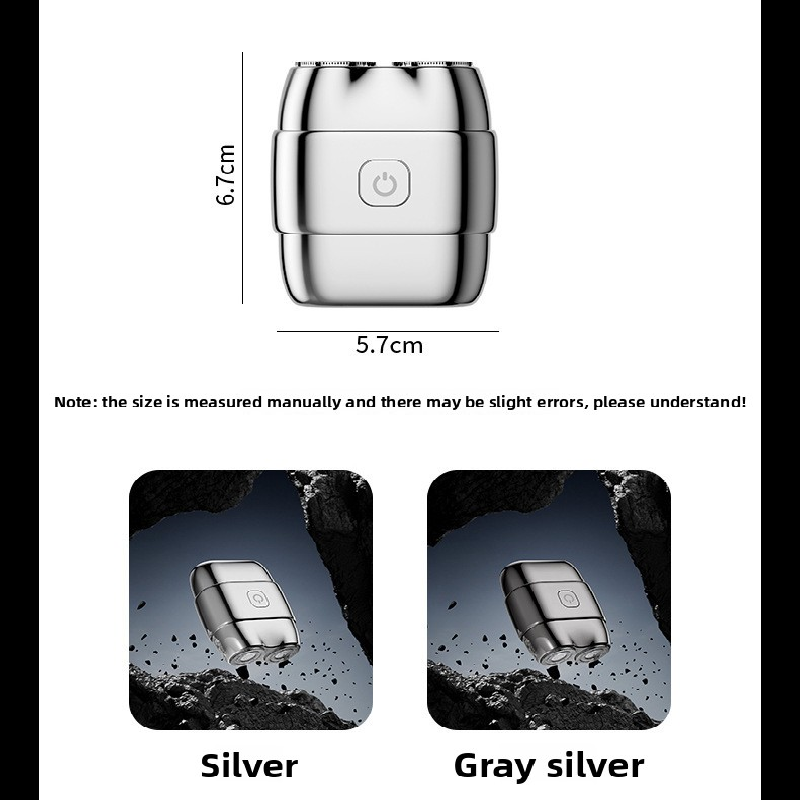 Silver Mini Electric Shaver with Dual Floating Heads Magnetic Suction and IPX5 Waterproofing for Men Travel Grooming Compact Rechargeable Razor AU โ image 5