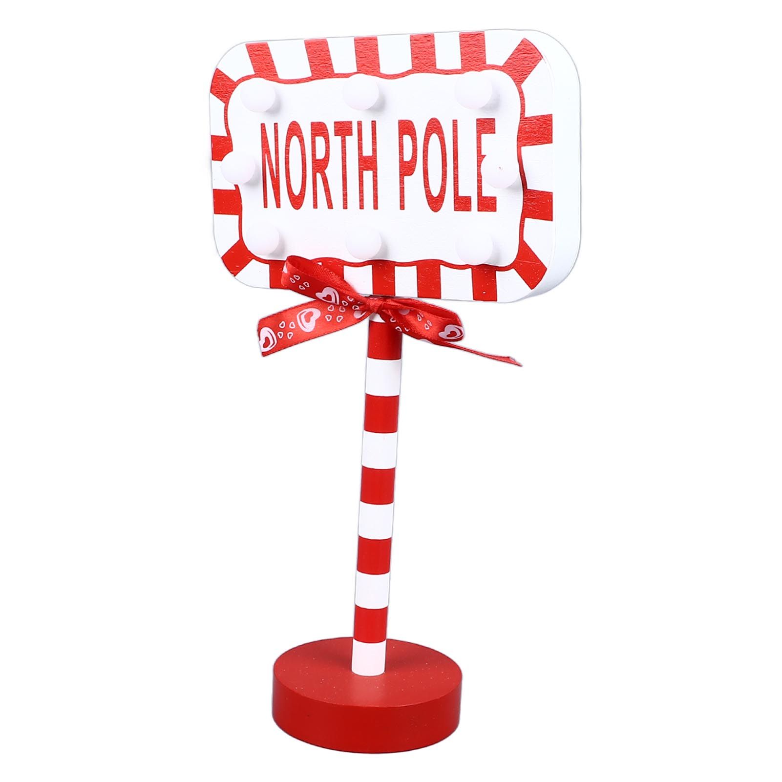 Christmas Stop Here Decor Metal Solid Wood LED Delicate Santa Stop Here Tree Topper for Christmas Party Rectangle 15.8x8x28.5cm โ image 2